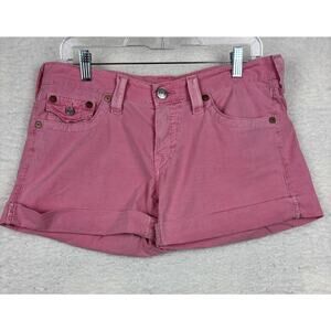 True Religion Pink Cuffed Denim Shorts | Size 28 | Made in USA